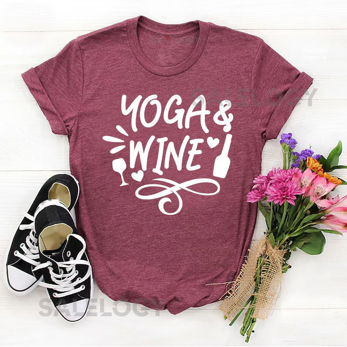 Yoga Wine T-Shirt - Customized Graphic Unisex Tee - Daily Rituals - Wine Dine - Unwind -Wine Lover - Wine Party - Wine Culture_1233
