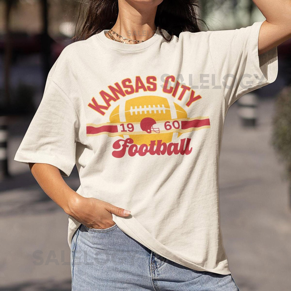 Kansas City Football Retro T-Shirt Vintage Chief Football Crewneck Tee Men's Women's KC Chief Throwback Shirt KC Sports Fan Gift_352