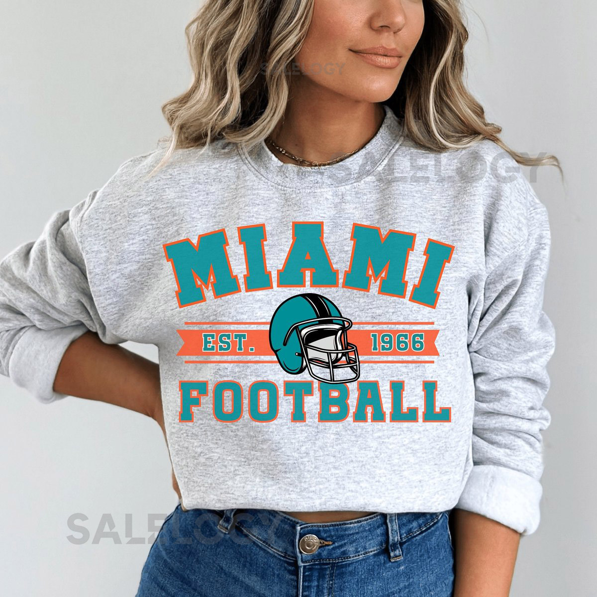Miami Football Sweatshirt Vintage Miami Football Crewneck Retro Miami Football Women Shirt Miami Florida Football GiftDolphin Sweatshirt_454