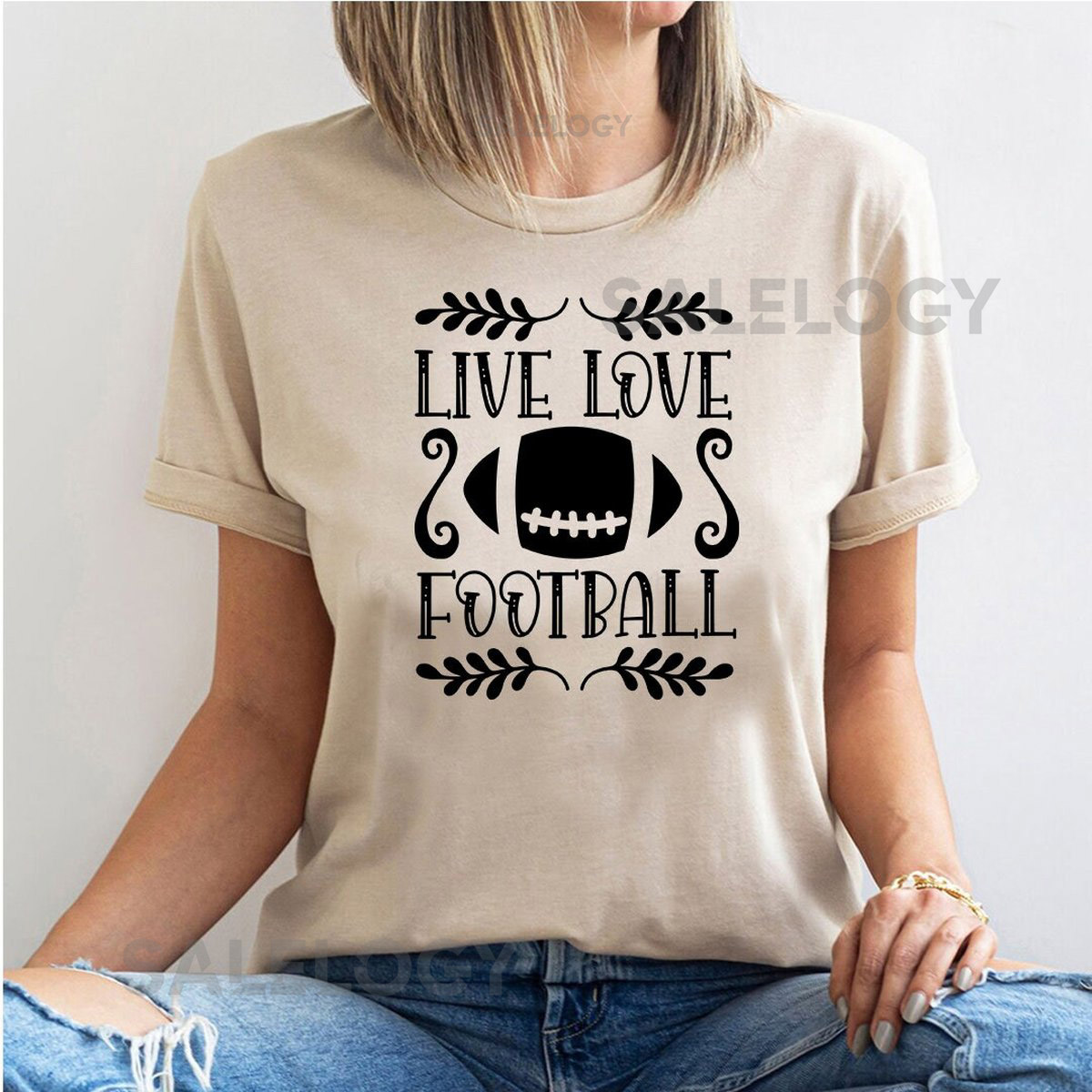 Live Love Football T-Shirt - Customized Graphic Unisex Tee - Football Fanatic - Soccer Game - Passion - Sports Lover - Game Day_657