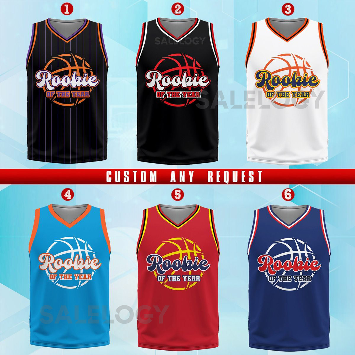Custom Rookie Of The Year Basketball Jersey Team Name Number Game Day Outfit Youth Basketball Jersey for Basketball Fans Kids Toddlers_200