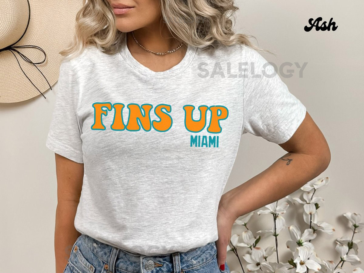 Fins Up Miami Dolphins Miami Bella Canvas 3001 Unisex Go Fins Many Color Options Can add custom name to back_314