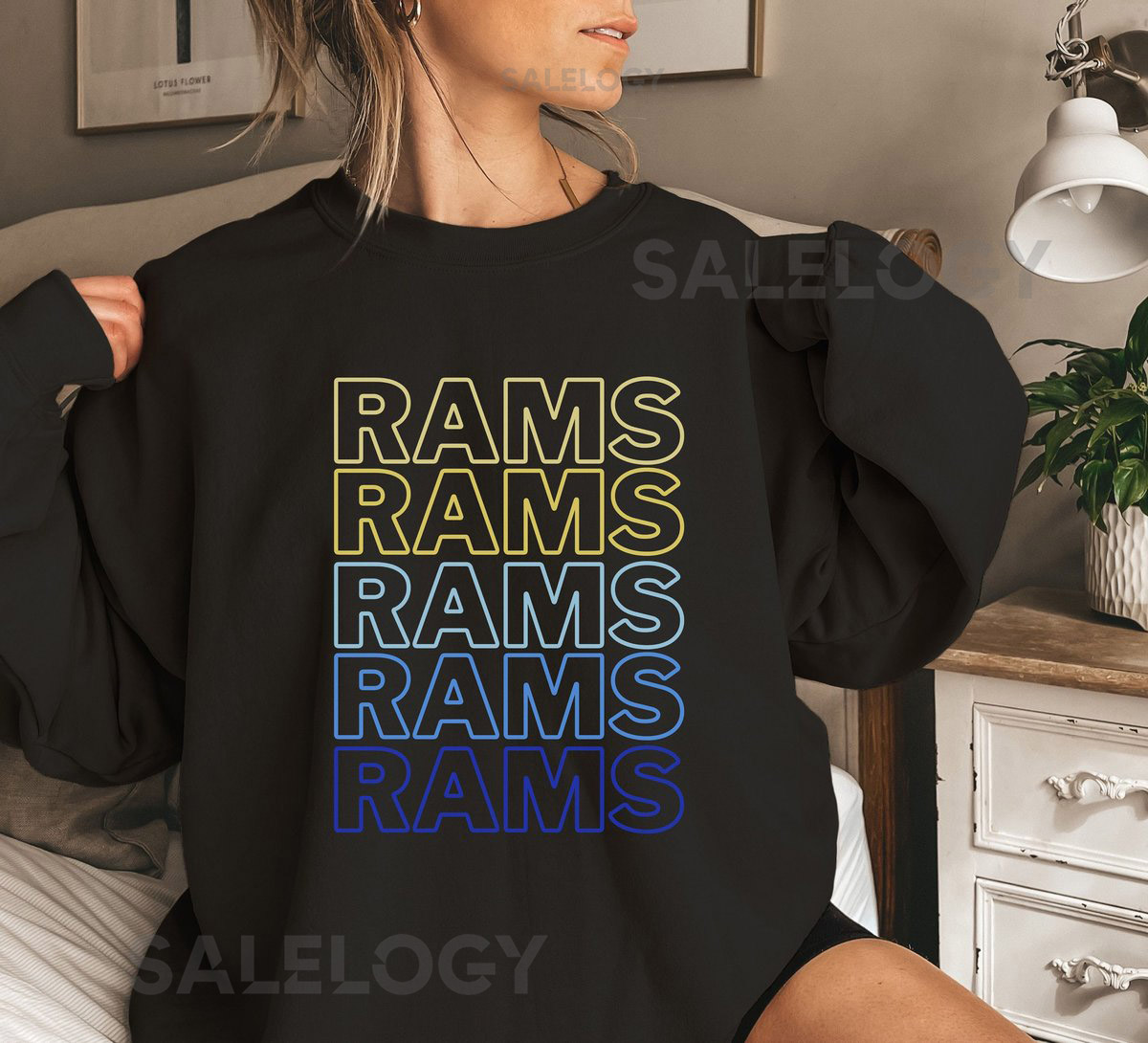 LA RAMS Inspired Crewneck Unisex Heavy Blend Crewneck Sweatshirt Football Sweatshirts Football Season Rams House Football Gifts_53
