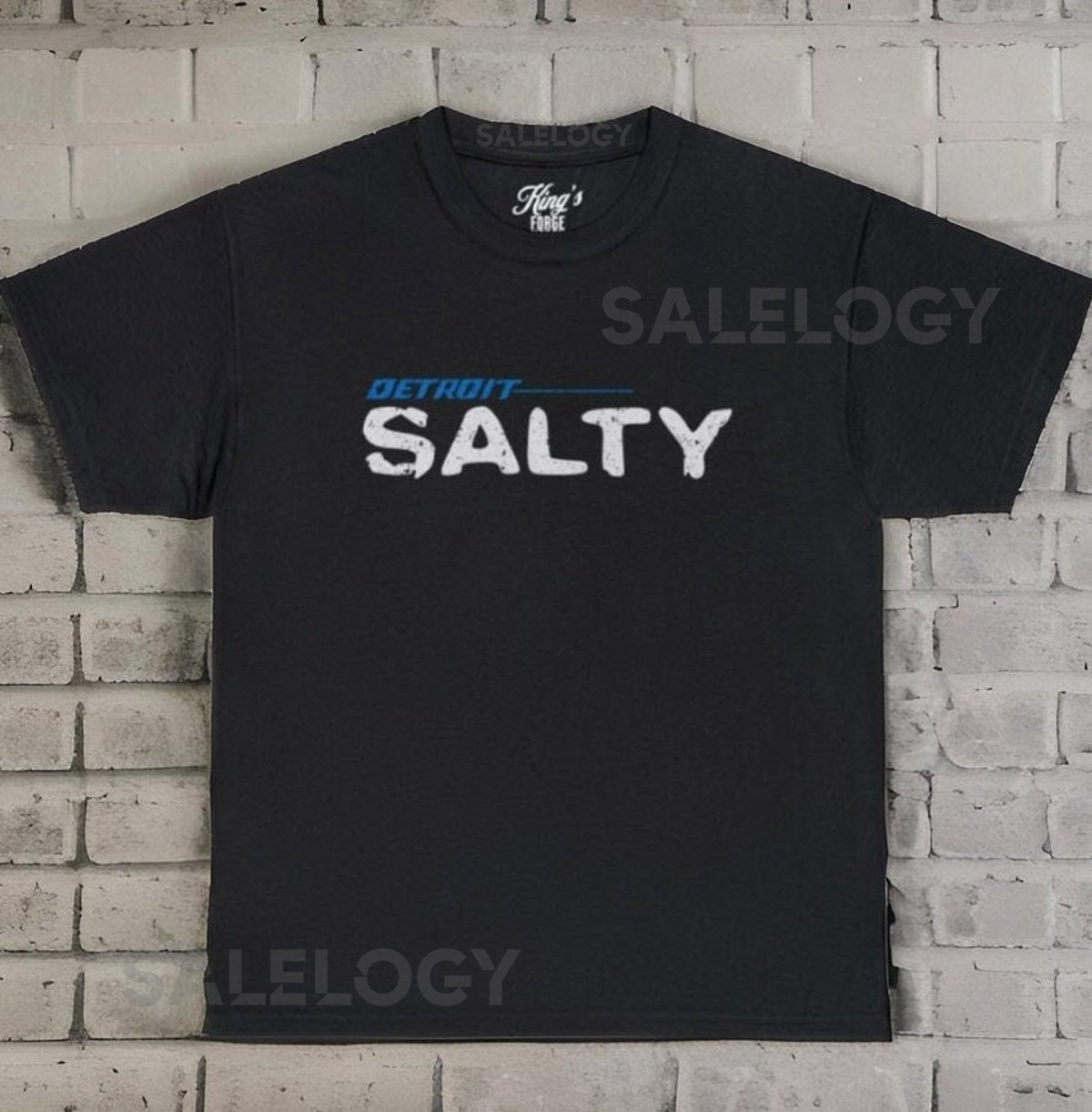 SALTY Detroit Football Tee Shirt Detroit SALTY Football T-Shirt Detroit Football SALTY Coach Shirt 313 T Shirt Heavy Cotton Tee_759