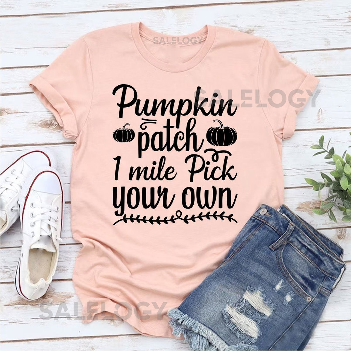 Pumpkin Patch 1 Mile Pick Your Own T-Shirt - Customized Graphic Unisex Tee - Fall Season - Chilly Nights - Fall Delights - Seasonal Joy_841