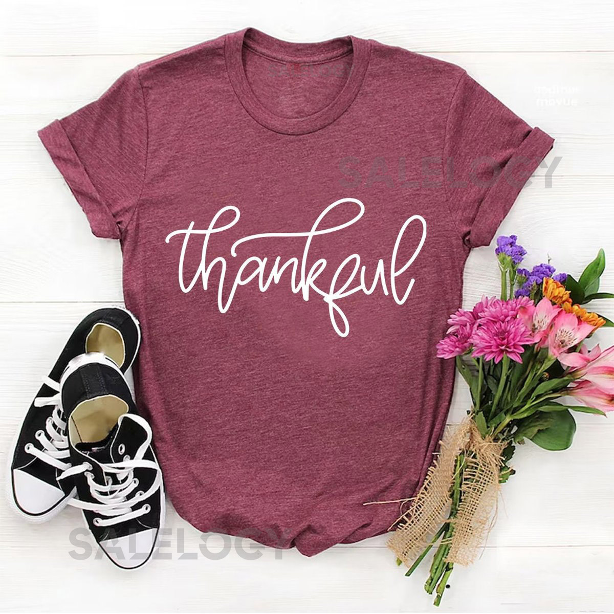Thankful T-Shirt - Customized Graphic Unisex Tee - Positive Mind - Grateful Heart - Thankfulness - Gratitude_1058