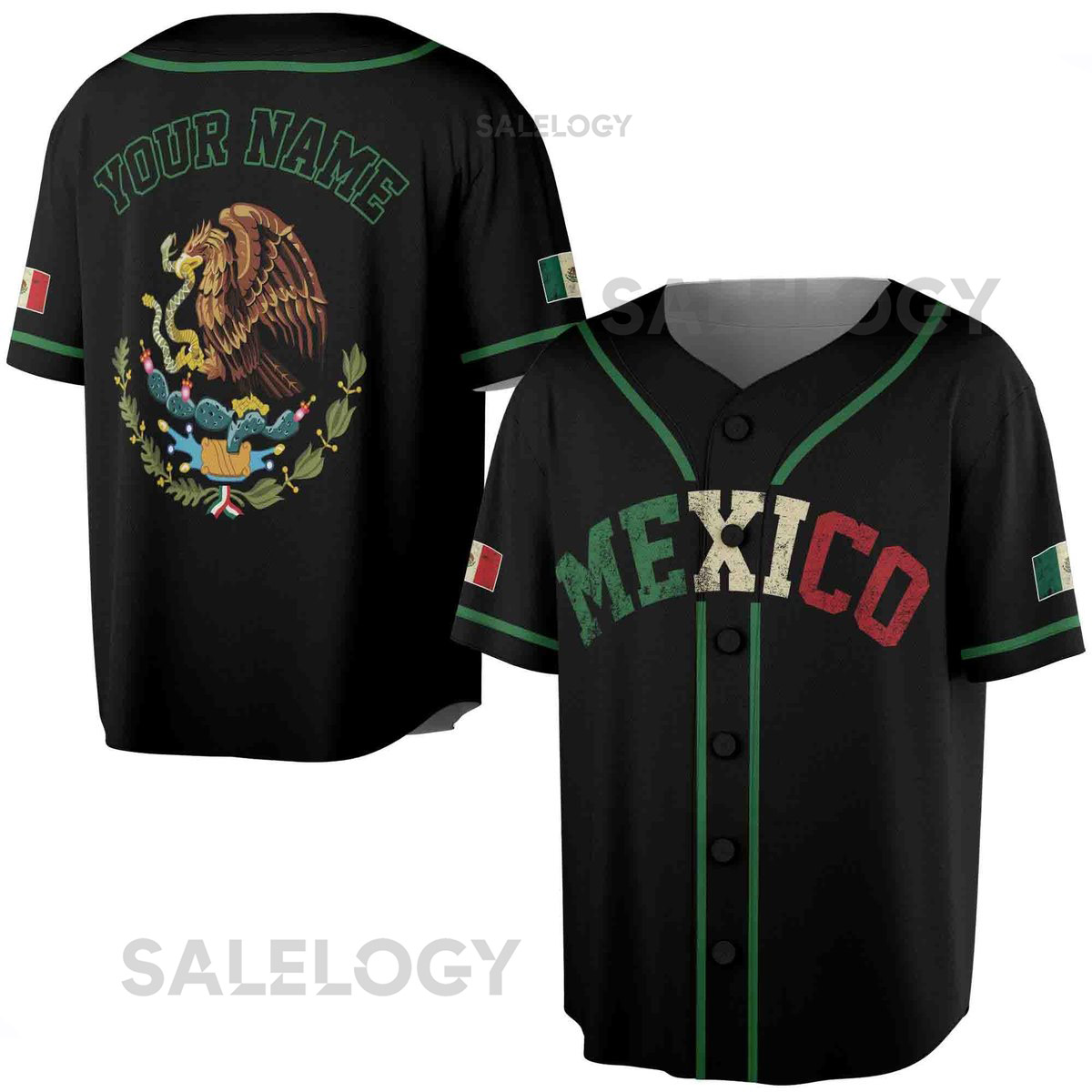 Custom Mexico Eagle Patriotic Mexican 3D All Over Print Baseball Jersey S-5XL_5