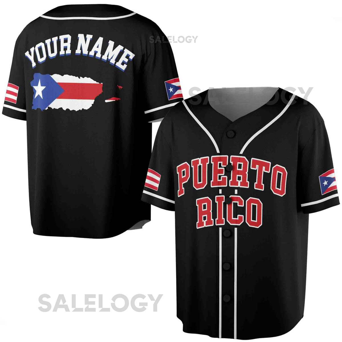 Custom Name Patriotic Puerto Rico Puerto Rican Flag Baseball Jersey S-5XL_35