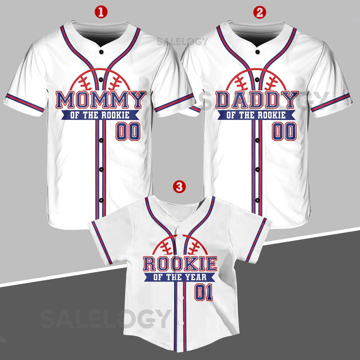 Personalized Mommy Daddy Of the Rookie Baseball Jersey Custom Name Number Shirt Rookie Of The Year Jersey Family Matching Outfits_259