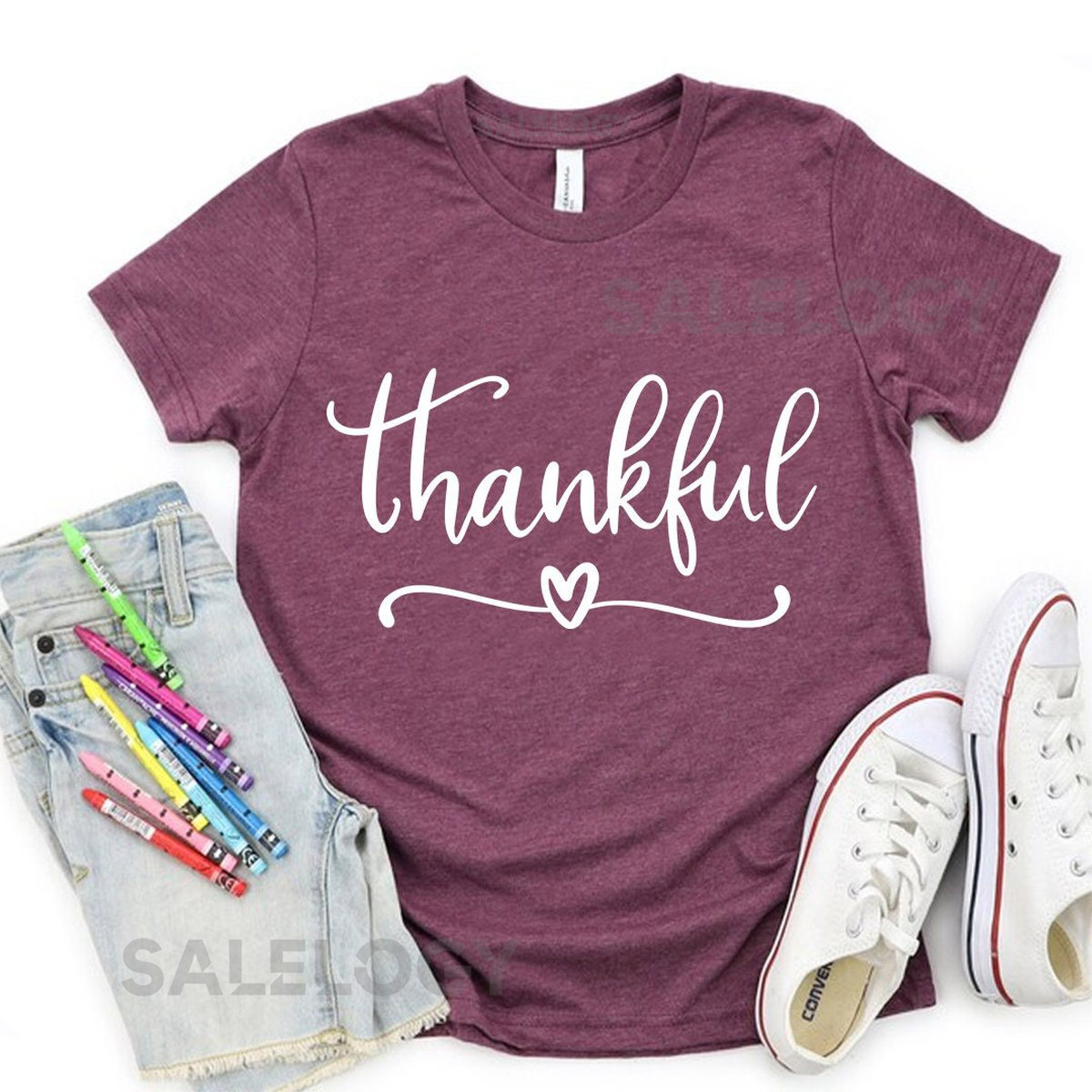 Thankful T-Shirt - Customized Graphic Unisex Tee - Positive Mind - Grateful Heart - Thankfulness - Gratitude_1062