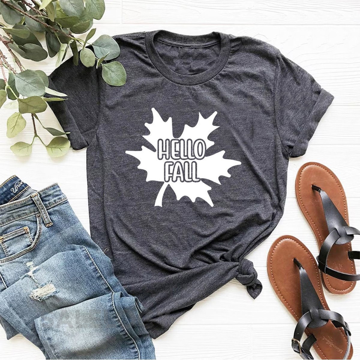 Hello Fall T-Shirt - Customized Graphic Unisex Tee - Fall Season - Chilly Nights - Fall Delights - Seasonal Joy_440