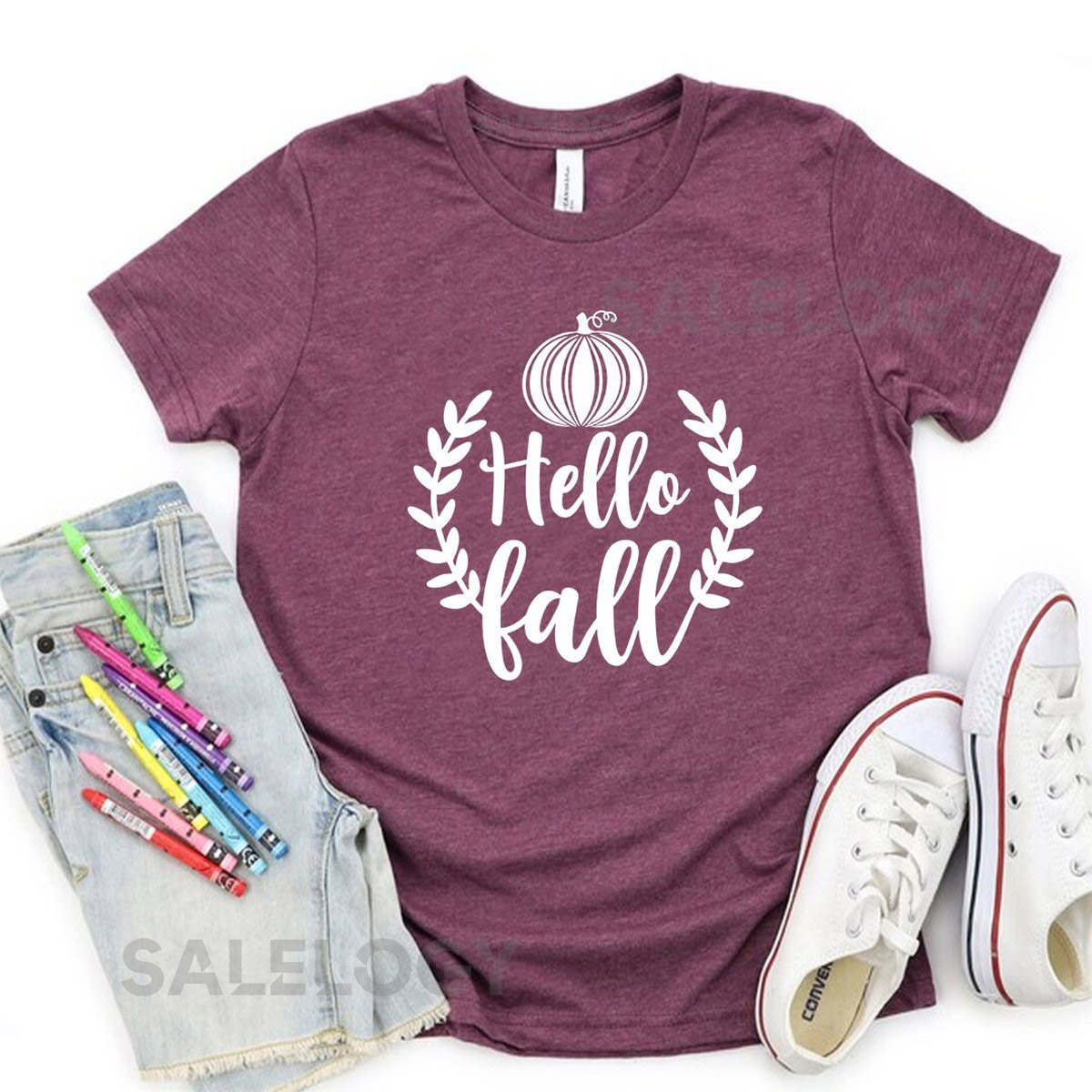 Hello Fall T-Shirt - Customized Graphic Unisex Tee - Fall Season - Chilly Nights - Fall Delights - Seasonal Joy_442
