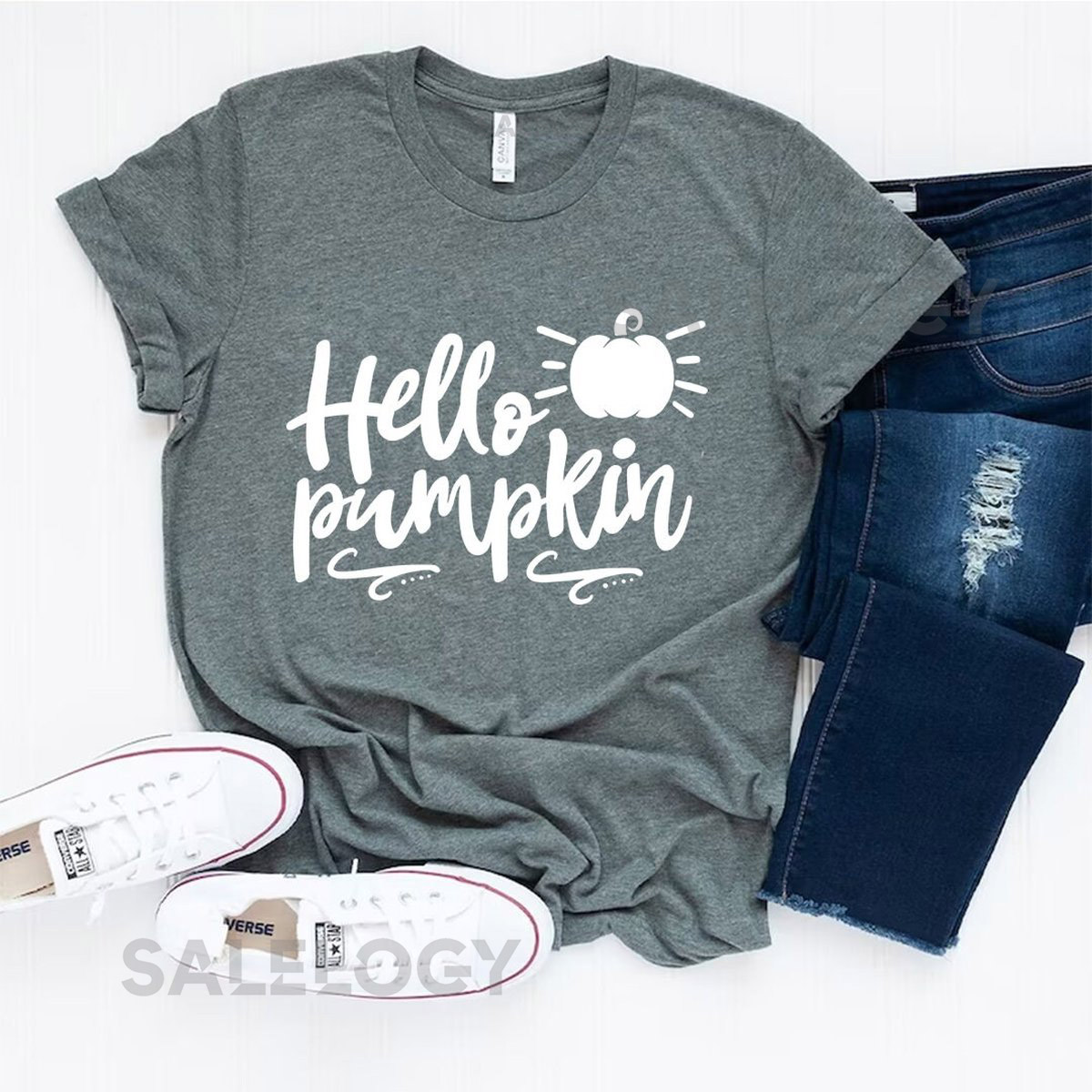 Hello Pumpkin T-Shirt - Customized Graphic Unisex Tee - Fall Season - Chilly Nights - Fall Delights - Seasonal Joy_459