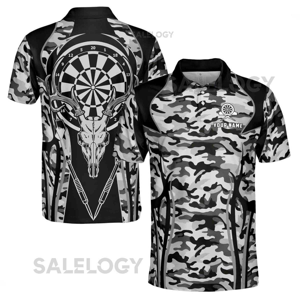 Darts Deer Polo Shirt Funny Personalized Camo Design Men's Top_473