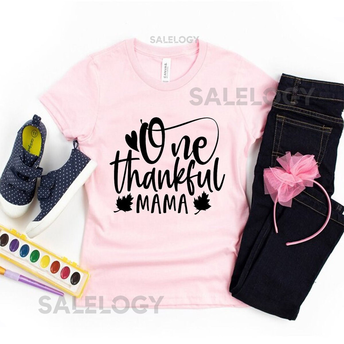 One Thankful Mama T-Shirt - Customized Graphic Women Tee - Positive Mind - Grateful Heart - Thankfulness - Gratitude - Gift For Moms_775