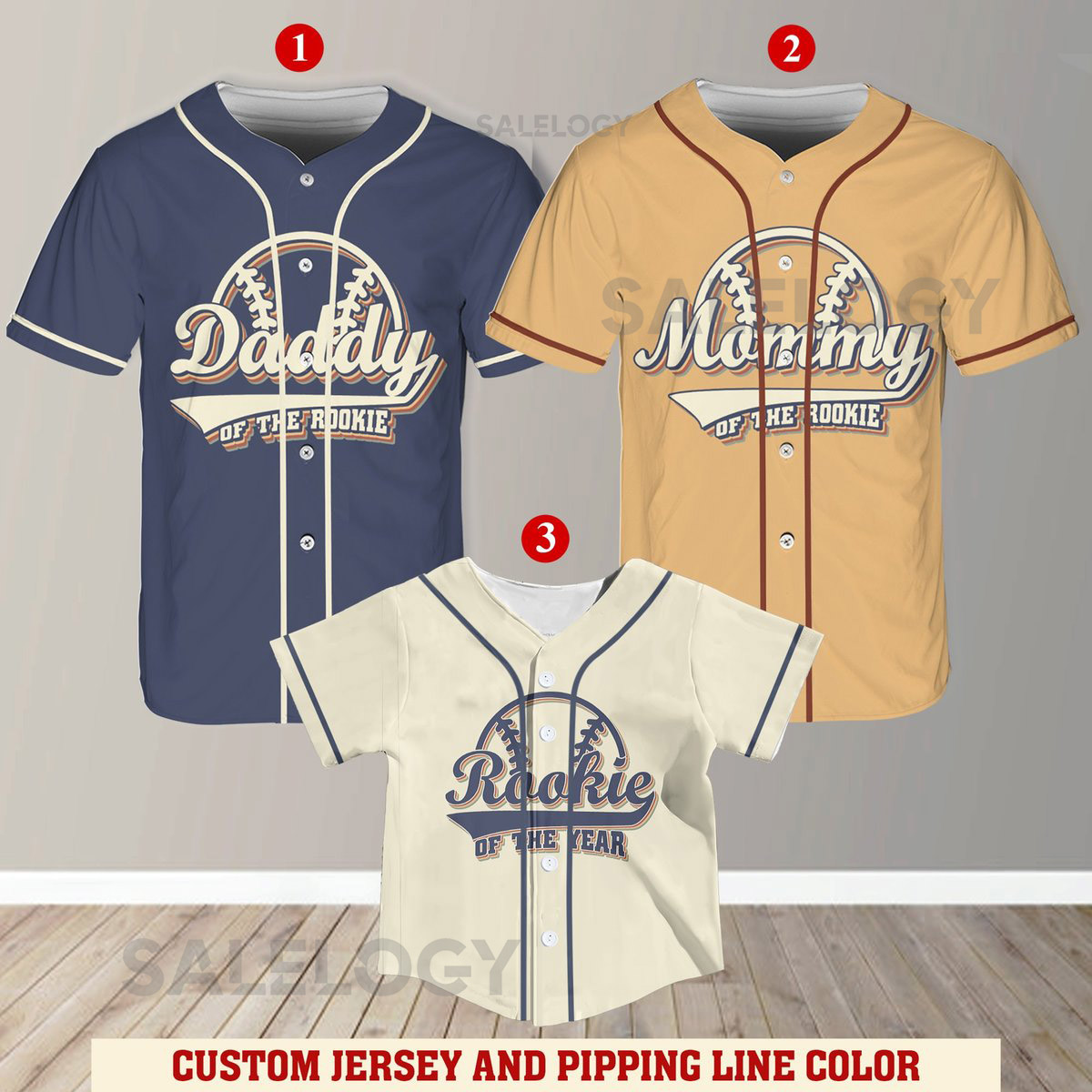 Personalized Mommy Daddy Of the Rookie Baseball Jersey Custom Name Number Shirt Rookie Of The Year Jersey Family Matching Outfits_260