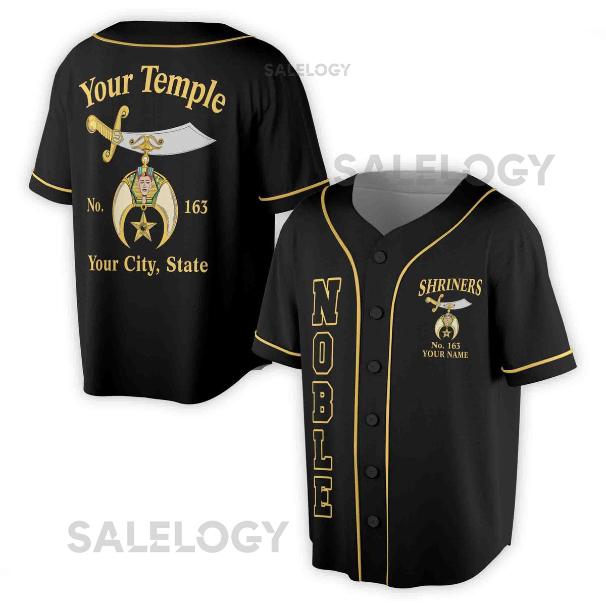 Custom Name Number Temple Shriners Noble Freemason Baseball Jersey S-5XL_24