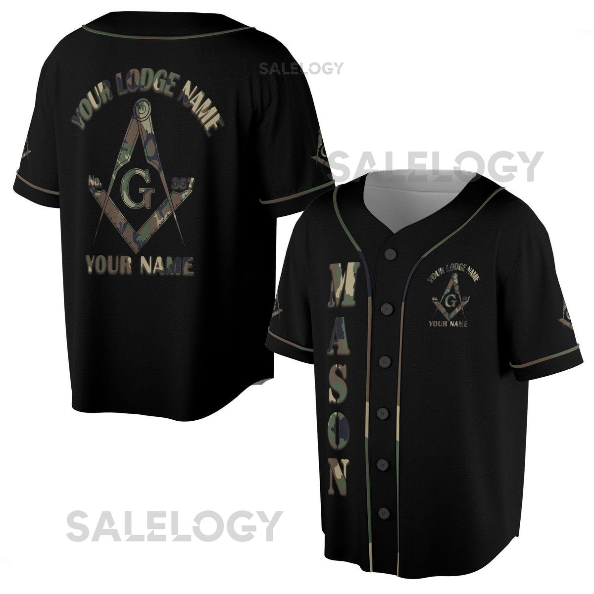Masonic Camo Square and Compass - Freemason Baseball Jersey S-5XL_80