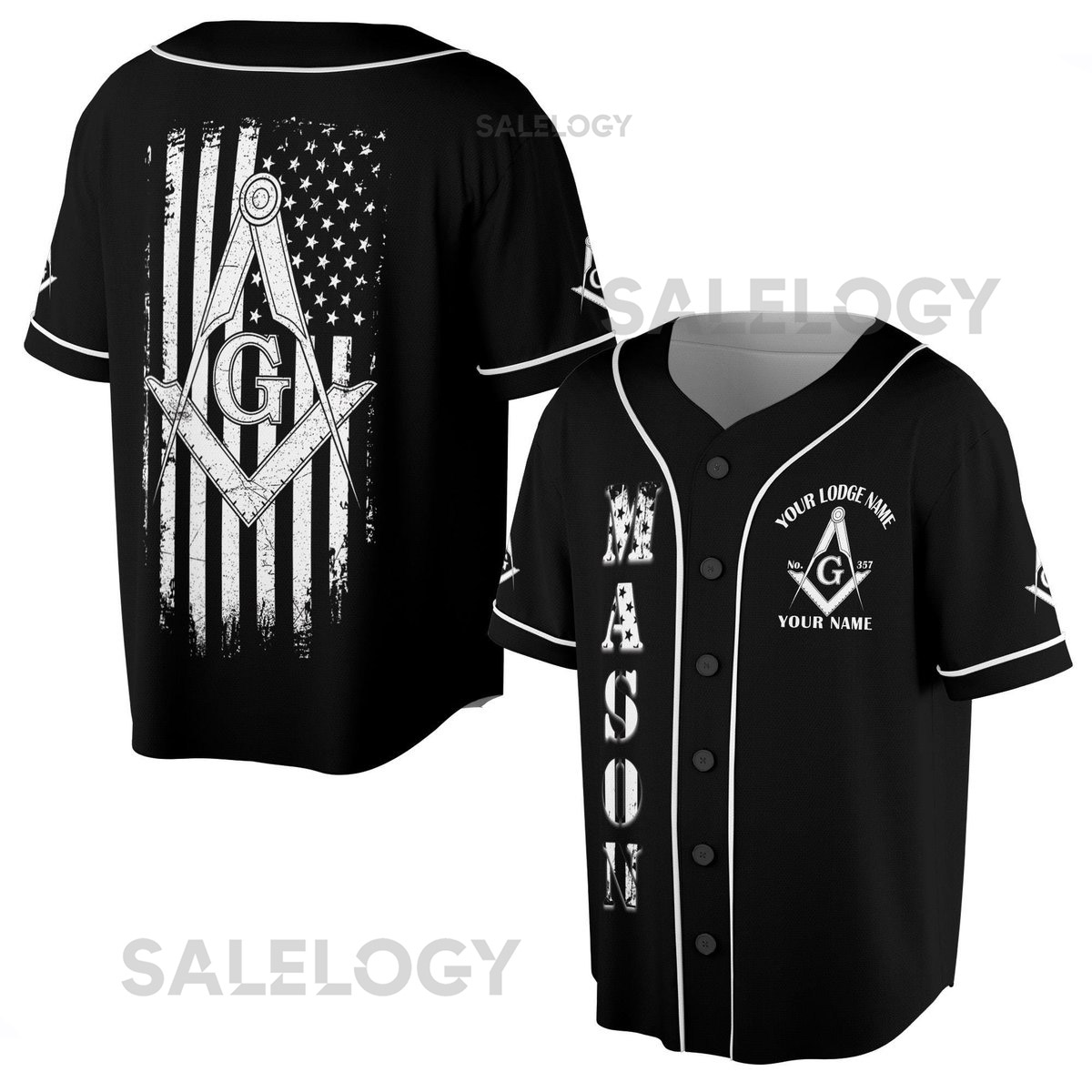 Masonic American Flag Square and Compass - Freemason Baseball Jersey S-5XL_78