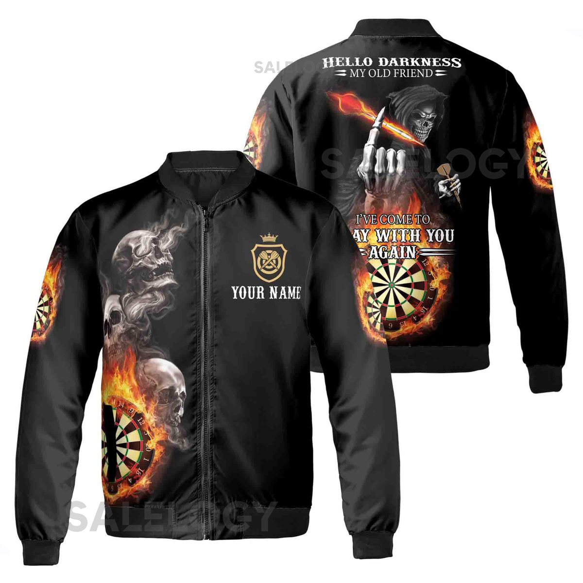 Personalized Darts Custom Dart Skull Bomber Jacket Size S - 5XL_88