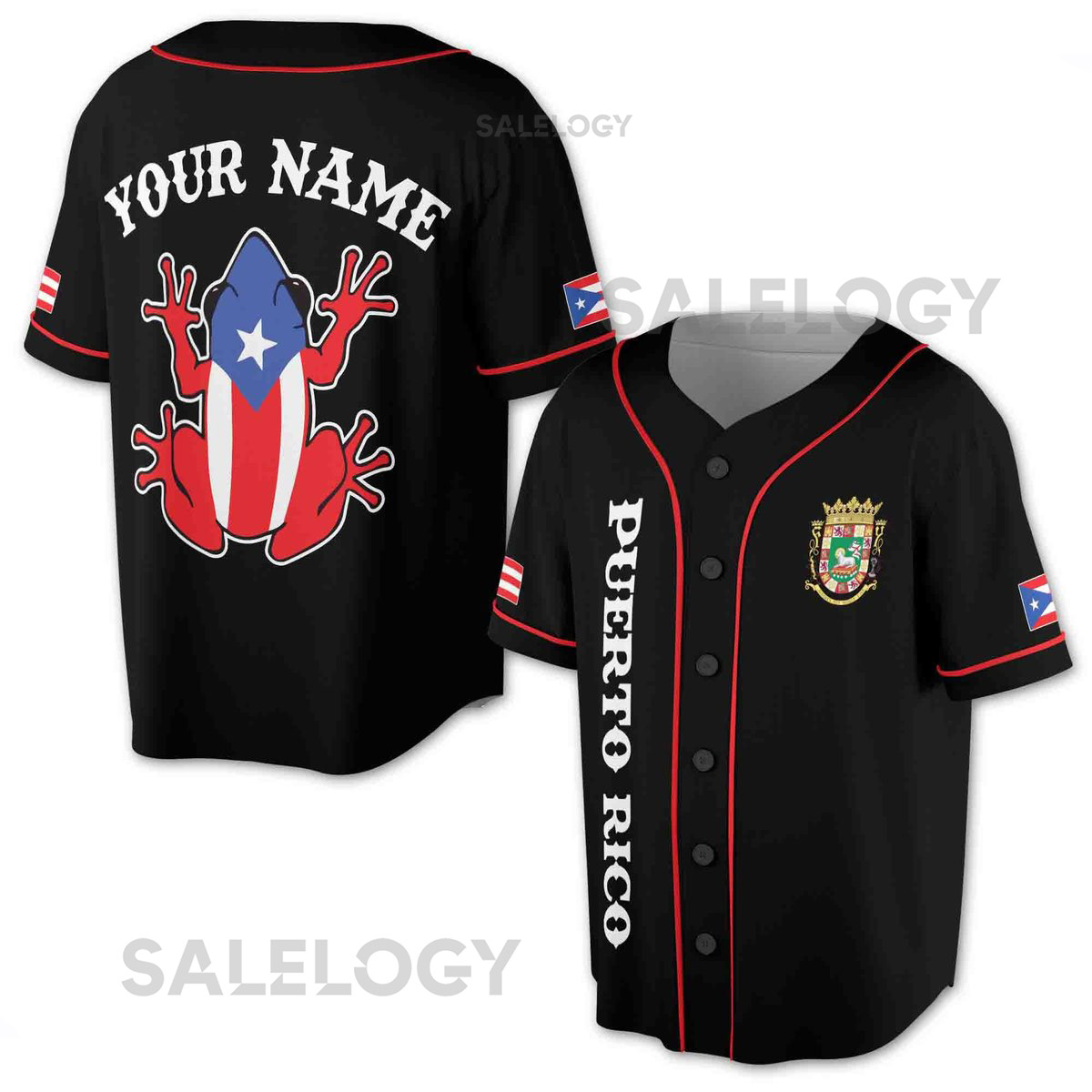 Custom Name Puerto Rico Puerto Rican Frog Patriotic Baseball Jersey S-5XL_41