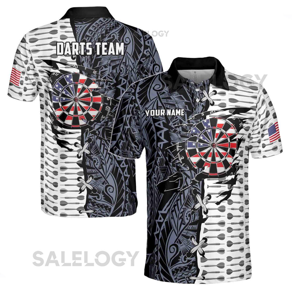 Personalized Darts Custom Darts Black and White For Team 3D Polo Shirt Size S-5XL_540
