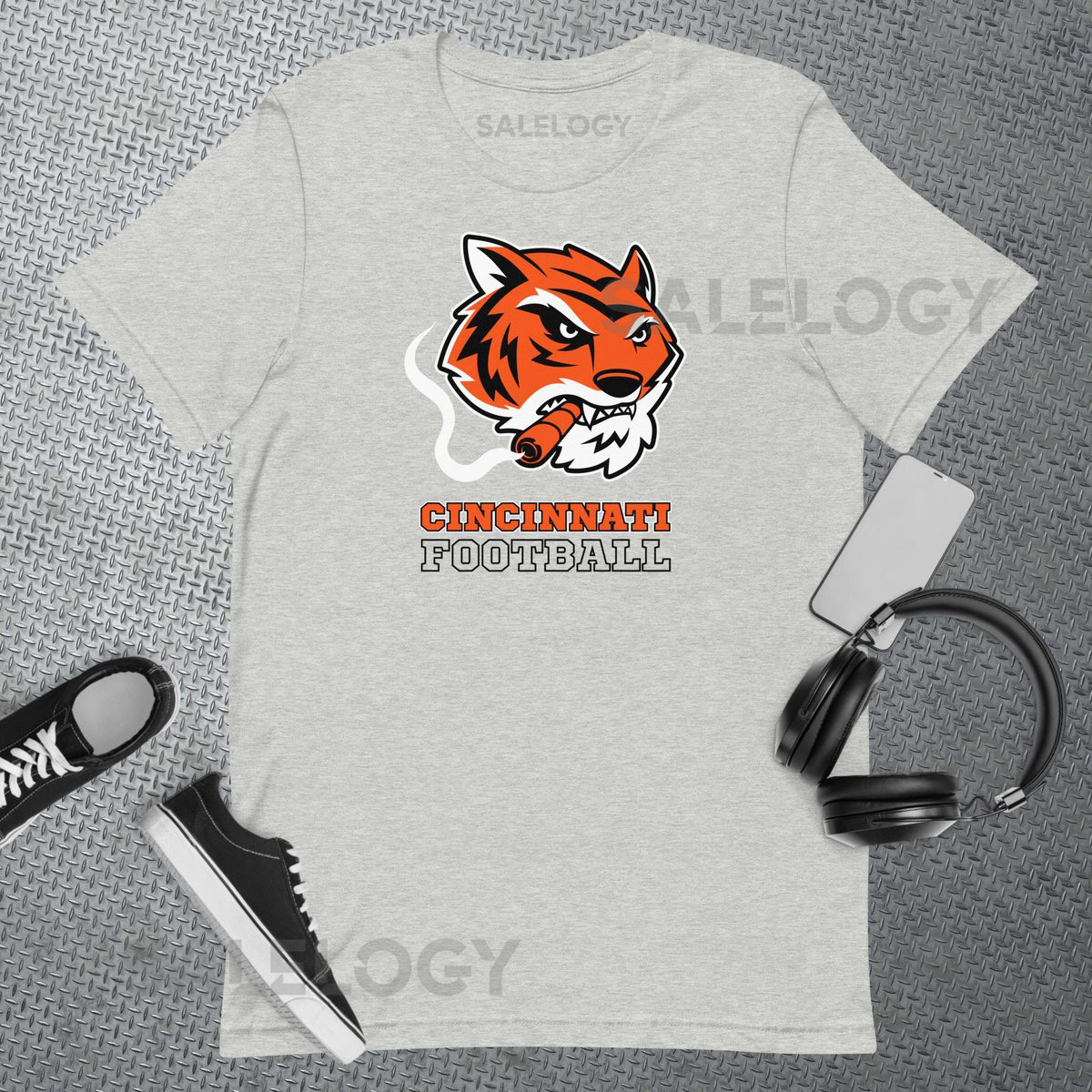 Cincinnati Bengals - Smoking Tiger - Athletic Grey - Unisex t-shirt_484