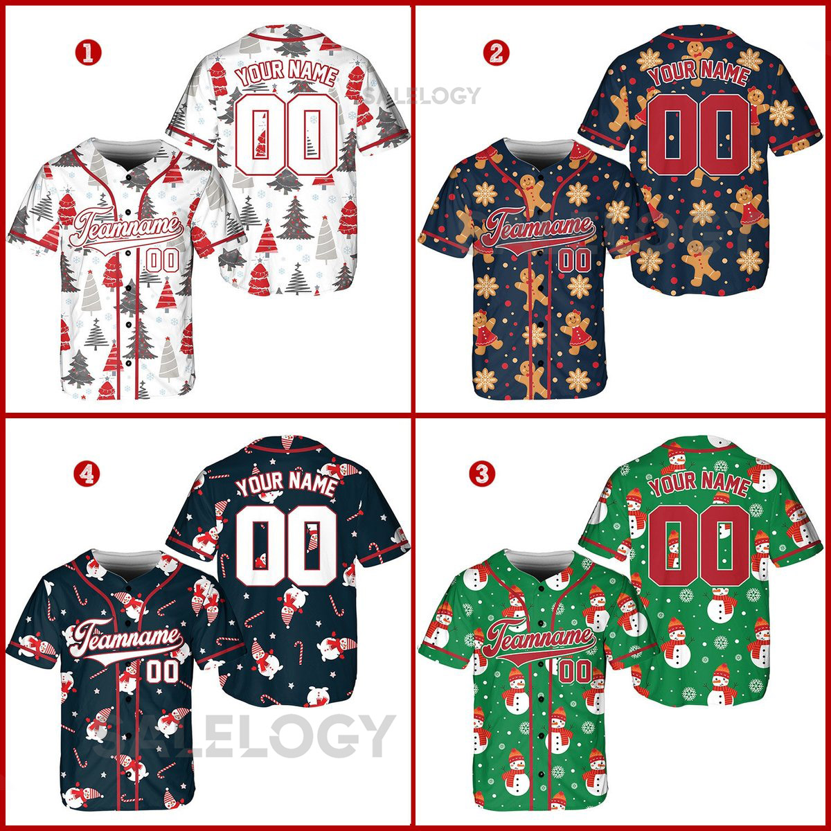 Personalized Christmas Baseball Jersey Custom Christmas Tree Snowman Gingerbread Baseball Jersey Christmas Jersey For Family Matching_67