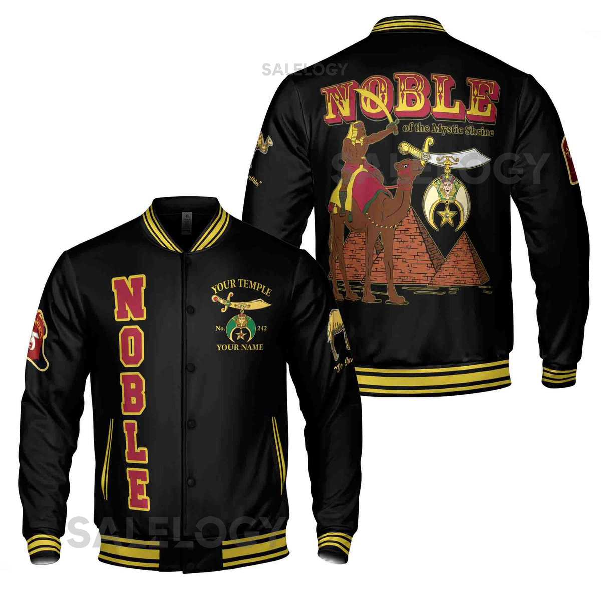 Custom Your Temple And Name Shriner Nobles Mystic Baseball Jacket Ancient Style S-5XL_36