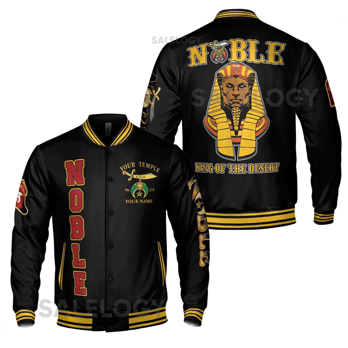 Custom Your Temple And Name King Of The Desert Shriner Nobles Mystic Baseball Jacket S-5XL_35