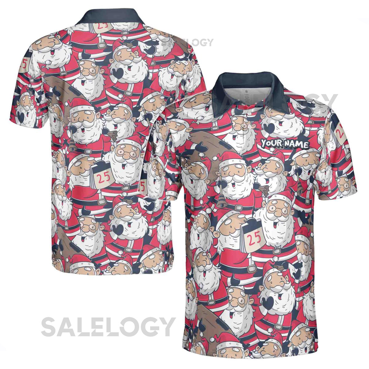 Golf Custom Funny Xmas Cartoon Santa Claus Christmas Men's Polo Shirt S-5XL_508
