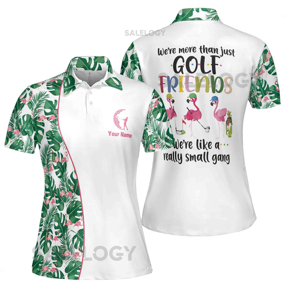 Funny Womens Golf Friend Falmingo Tropical Pattern Women's Polo Shirt S-5XL_507