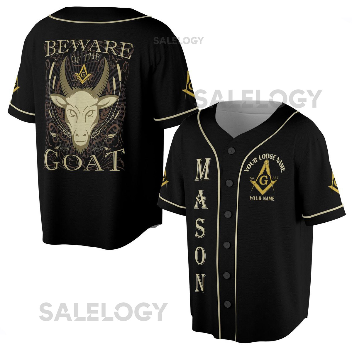 Masonic Beware Of The Goat Funny Freemason Baseball Jersey S-5XL_79