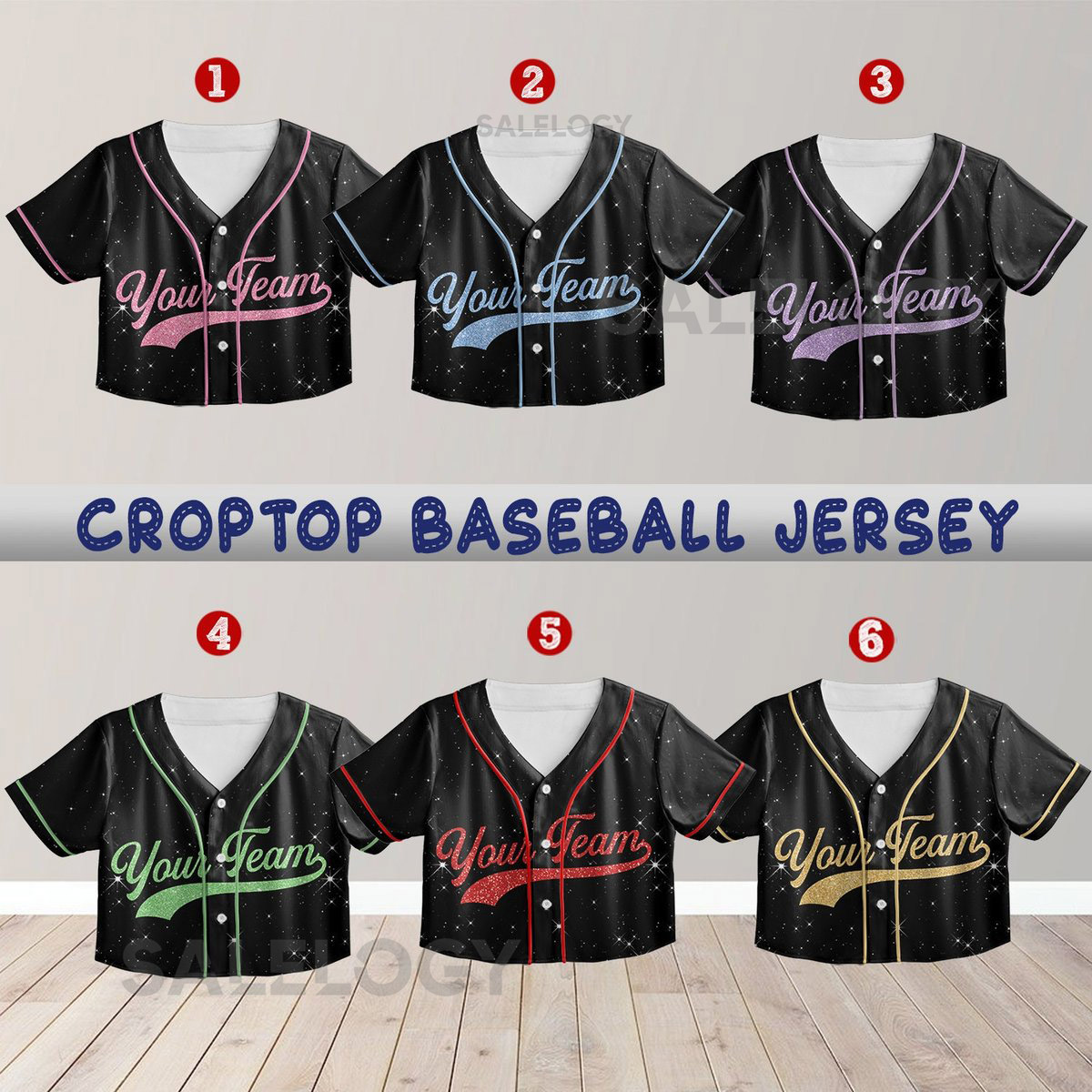Personalized Glitter Crop Top Baseball Jersey Custom Baseball Jersey For Teen Girl Women Baseball Fan Printed Glitter Not Glitter Fabric_113