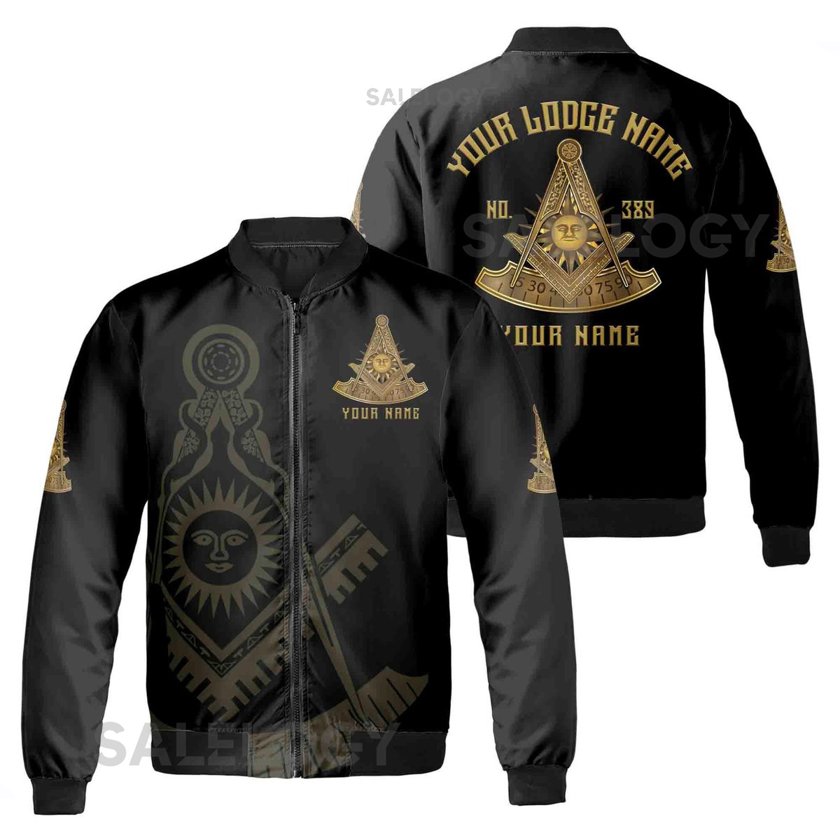 Custom Lodge Name Number Masonic Past Master Sun Freemason Unisex Bomber Jacket S-5XL_5