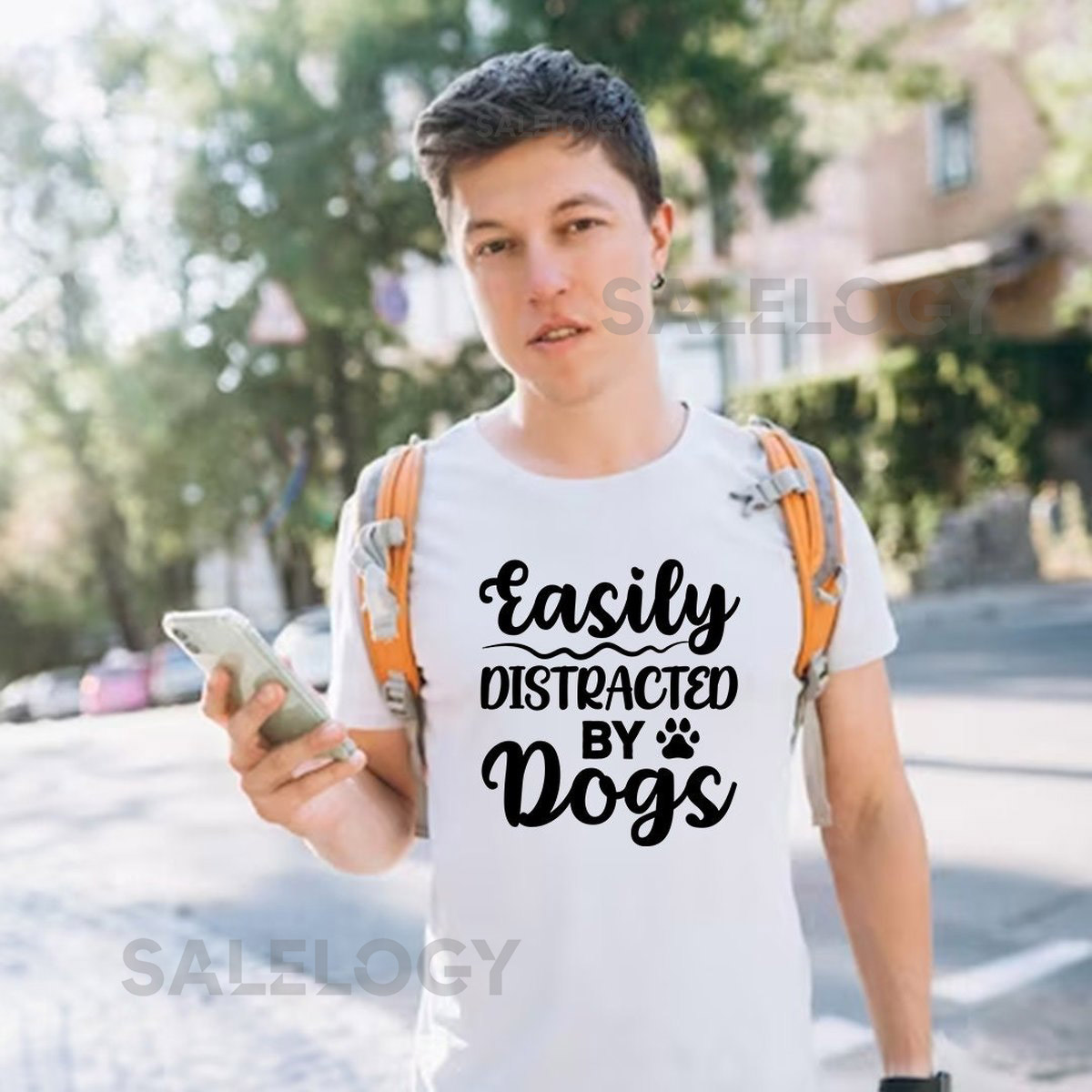 Easily Distracted By Dogs T-Shirt -Customized Graphic Unisex Tee-Coordinated style -Trendy design -Distraction Shirt -Charm Apparel- Fashion_255
