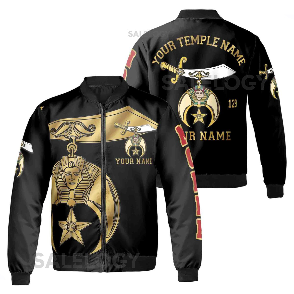 Custom Your Temple and Name Shriners Symbol Noble Shriners 3D Bomber Jacket S-5XL_37