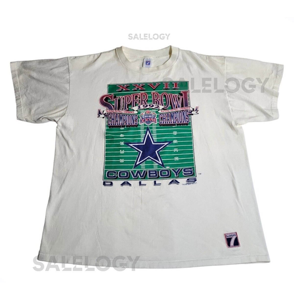 Vtg 1992 Dallas Cowboys Super Bowl XVII Logo 7 T-Shirt Mens XL Champions_612