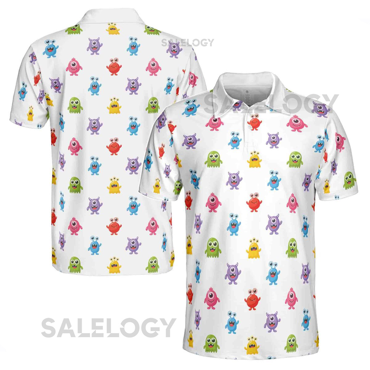 Funny Monster Cartoon Print Golf Men's Polo Shirt S-5XL_503