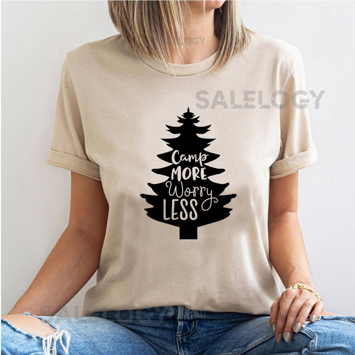 Camp More Worry Less T-Shirt - Customized Graphic Unisex Tee -Wilderness Lifestyle - Ordinary Wardrobe -Adventure Apparel -Carefree Camping_186