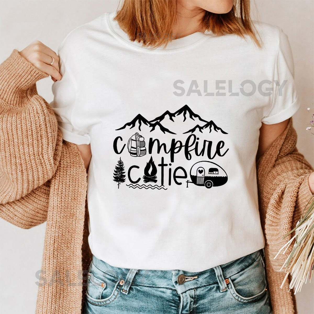 Campfire Cutie T-Shirt - Customized Graphic Unisex Tee -Elegance Clothing - Ordinary Wardrobe -Adventure Apparel -Carefree Camping_190