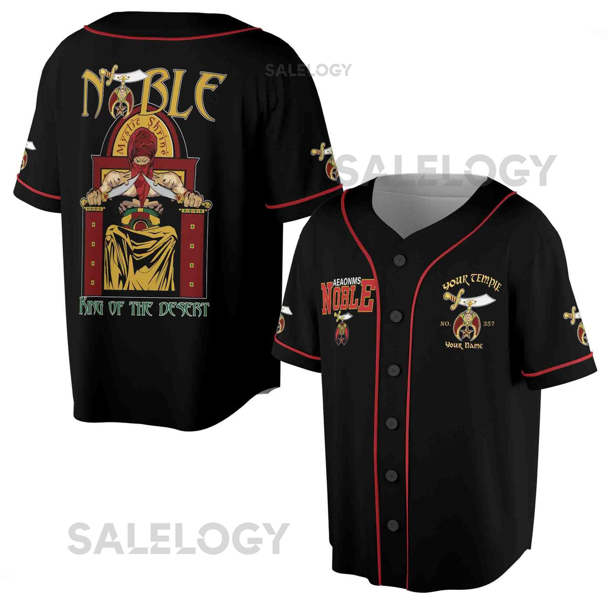 Custom Your Name Temple Noble Shriners King Of The Desert 3D Baseball Jersey Size S-5XL_49