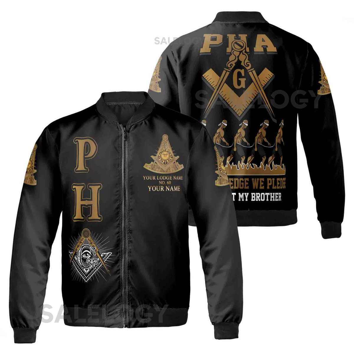 Customize Lodge Name Name and Number Past Master PHA Bomber Jacket S-5XL_44