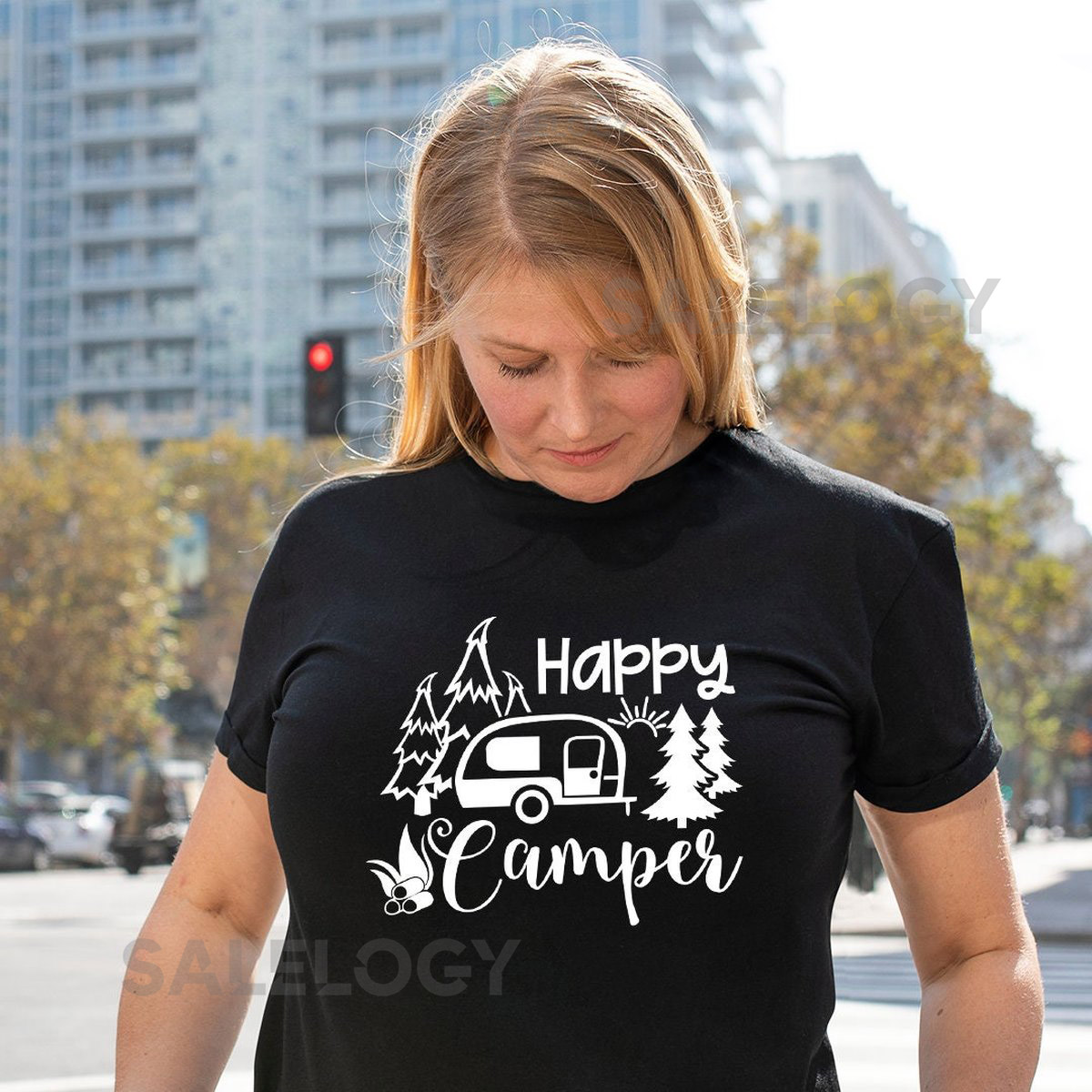 Happy Camper T-Shirt - Customized Graphic Unisex Tee -Adventure Apparel- Travel-Inspired -Exploration -life's adventures- Outdoor Enthusiast_404