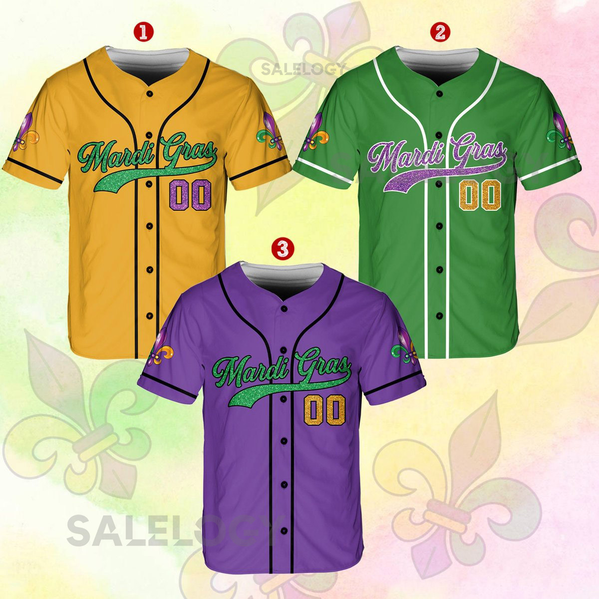 Personalized Mardi Gras Baseball Jersey Custom Name And Number Baseball Jersey Mardi Gras Carnival Jersey Gift For Family Matching_199