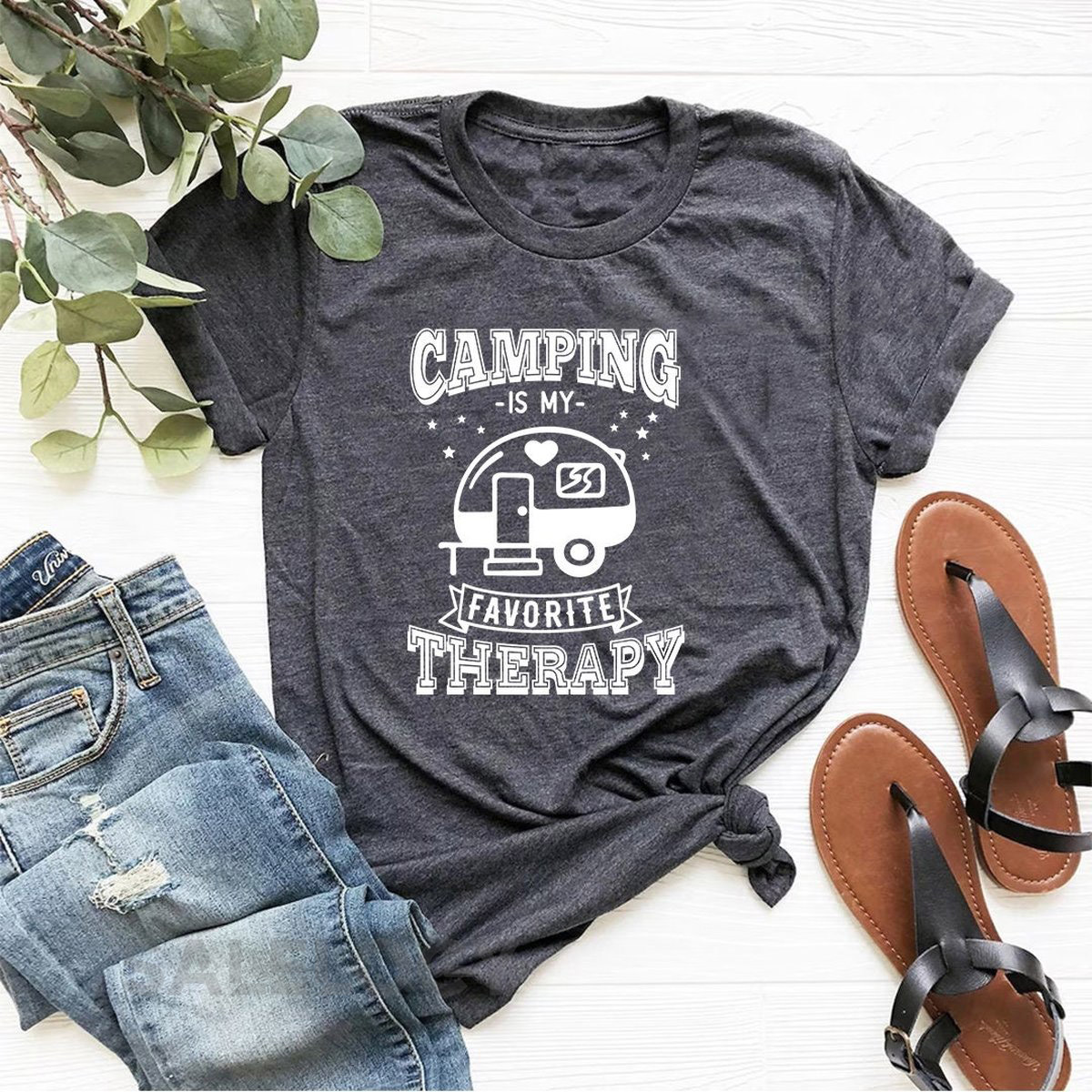 Camping is My Favorite Therapy T-Shirt - Customized Graphic Unisex Tee - Soulful Retreat - Wilderness Tees - Wild Hair Vibe -Outdoor Fashion_193