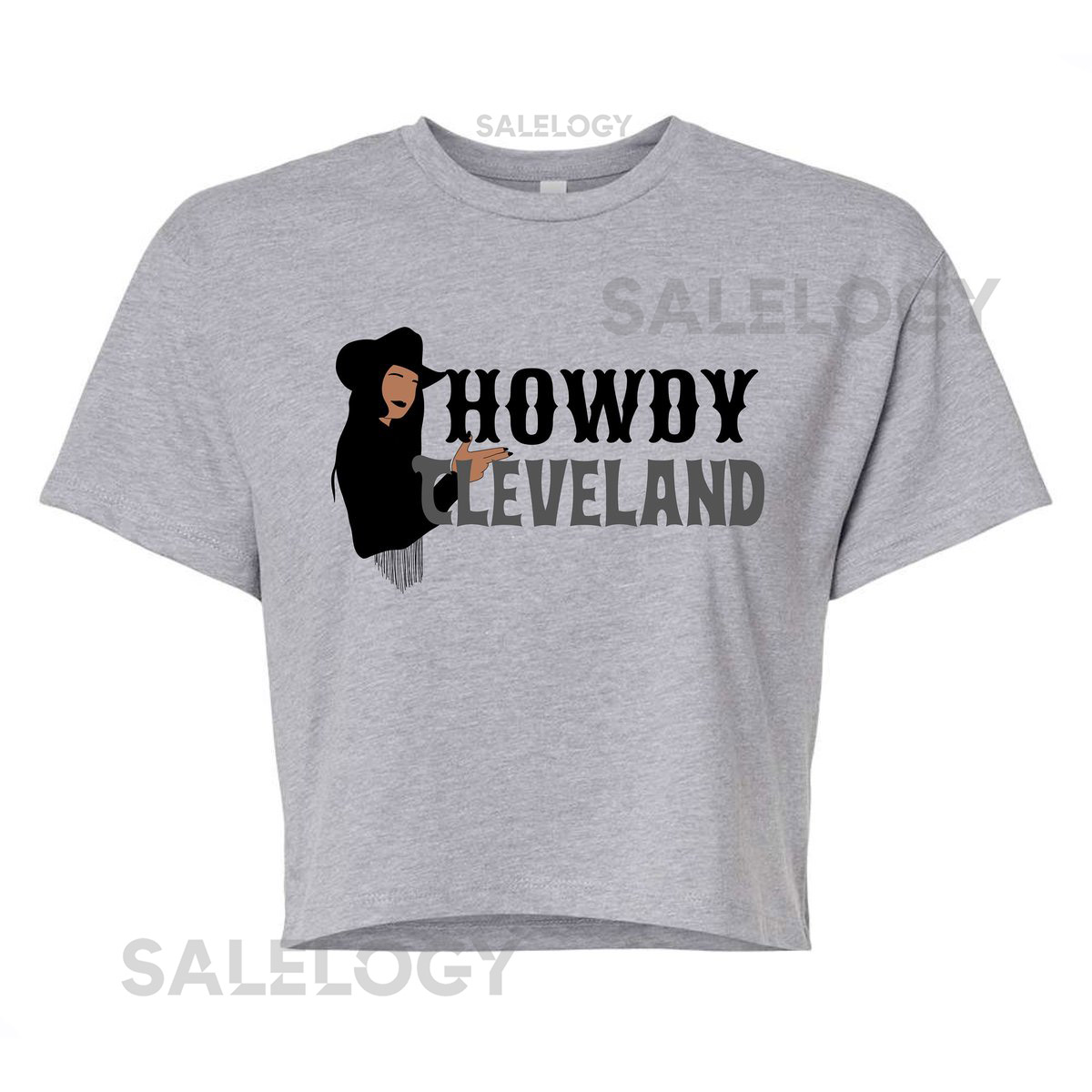 Grey Howdy Cleveland Cropped Tee Cleveland Crop Top Cleveland_498