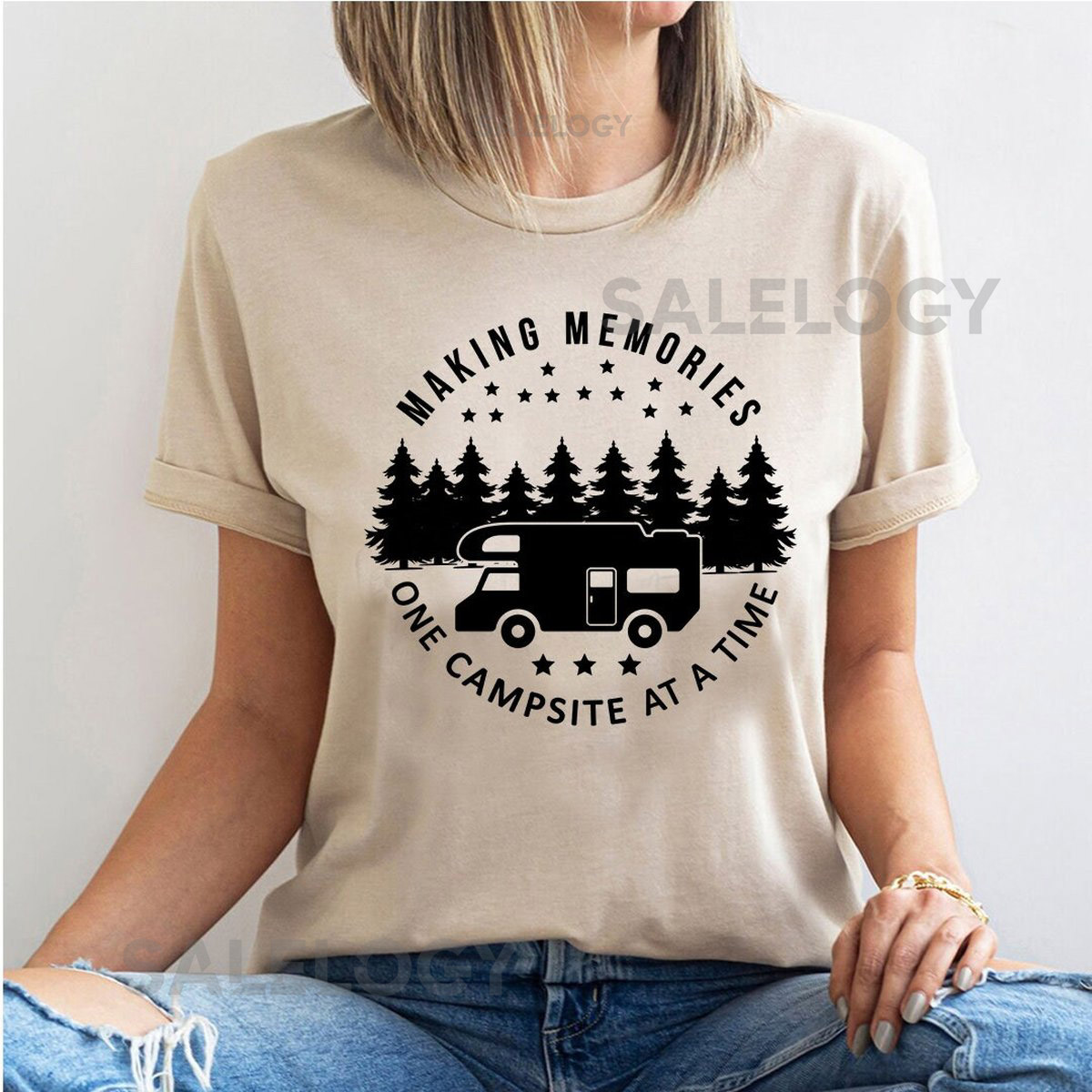 Making Memories One Campsite At A Time T-Shirt -Customized Graphic Unisex Tee- Adventure Apparel -Connection Wear -Forest Companion-Memories_672