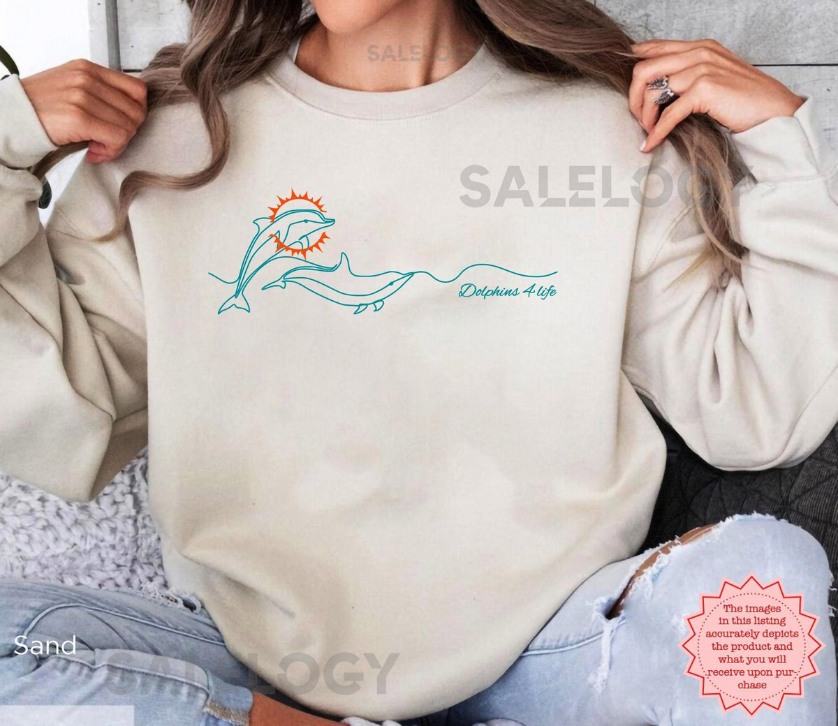 Miami Dolphins Women's Minimalist Sweatshirt Show Your Love for the Miami Dolphins with this Line Art Design - Dolphins 4 Life_436