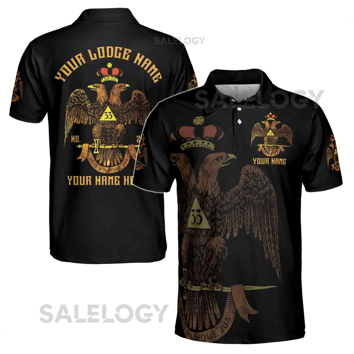 Custom Rite of Scottish 33 Degree Emblem Design Masonic Men39s Polo Shirt S-5XL_237